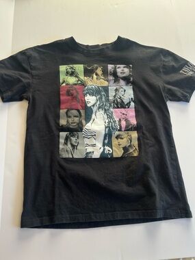 Taylor Swift Eras Tour Shirt XS Black Graphic Collage Tee